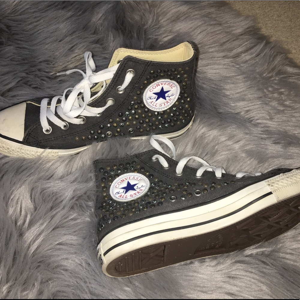 High Top Gray Studded Converse